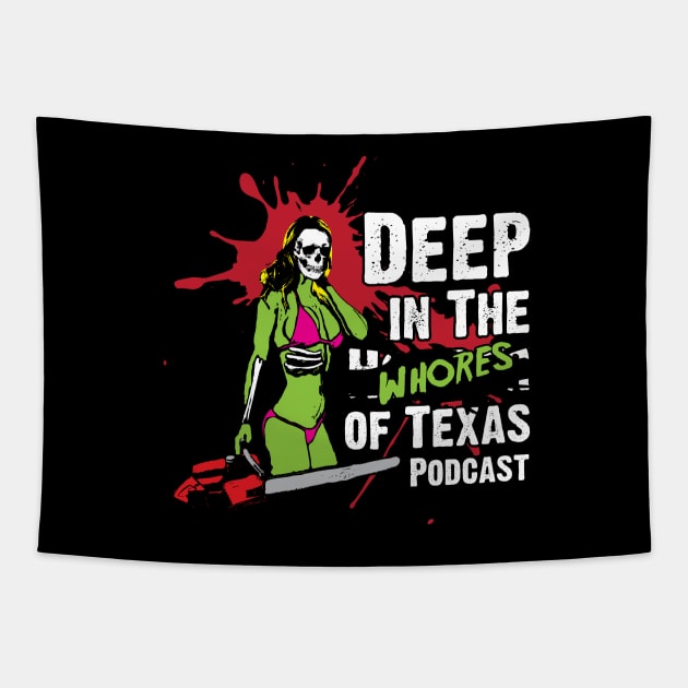 Deep in the wHorror of Texas Chainsaw Girl Tapestry by Awesome AG Designs