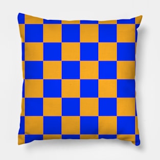 Checkerboard Square Seamless Pattern - Orange & Blue Pillow