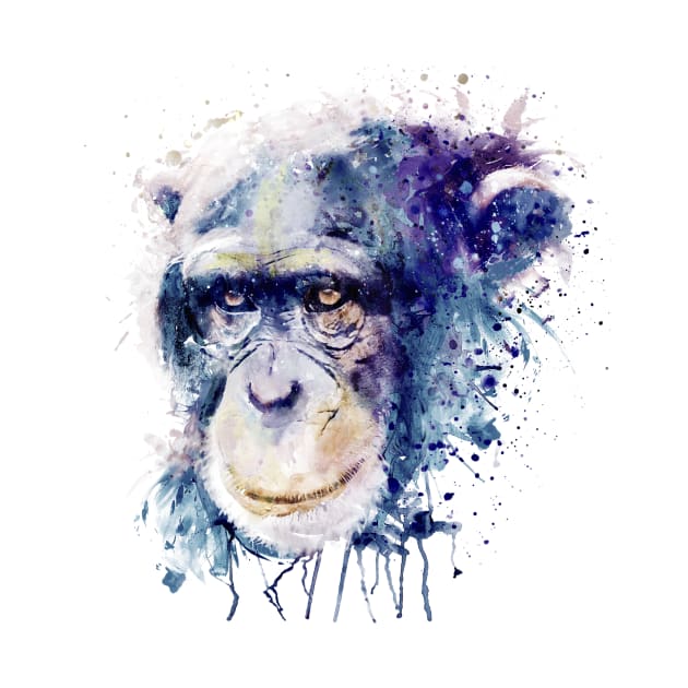 Watercolor Chimpanzee by Marian Voicu