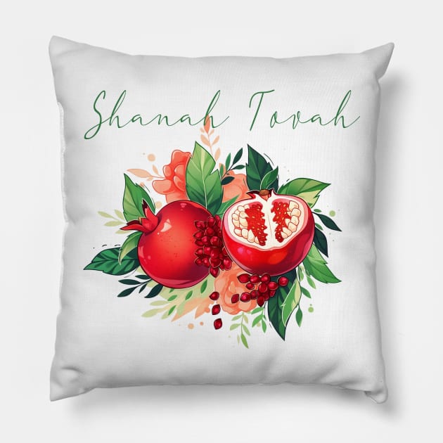 Rosh Hashanah Shanah Tovah Pomegranate Jewish New Year Pillow by Pro Design 501