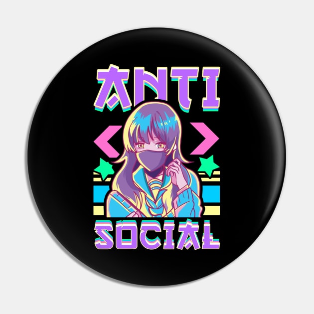 Cute Anti Social Vaporwave Anime Girl Antisocial Pin by theperfectpresents