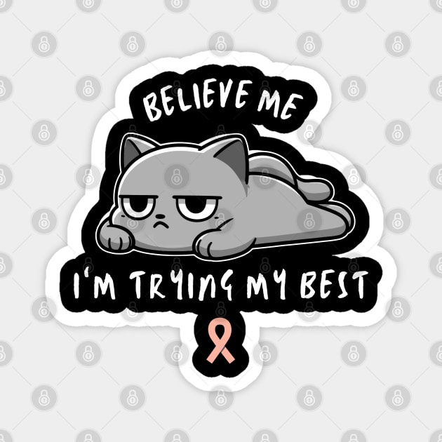 Uterine Cancer Warrior Cat With Awareness Ribbon Magnet by GiftTrend