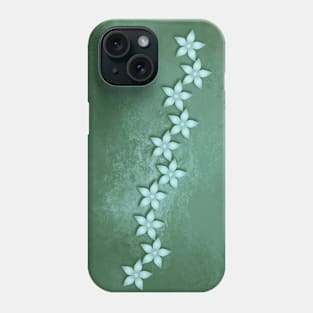 Beautiful blue flowers and green grunge texture Phone Case