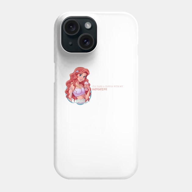 Mermaid Princess with Strawberry Frappuccino Phone Case by Amadeadraws