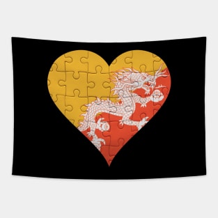 Bhutanese Jigsaw Puzzle Heart Design - Gift for Bhutanese With Bhutan Roots Tapestry