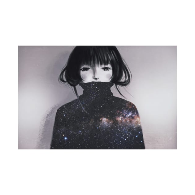 Sad Girl And The Galaxy Inside Her by gerimisore