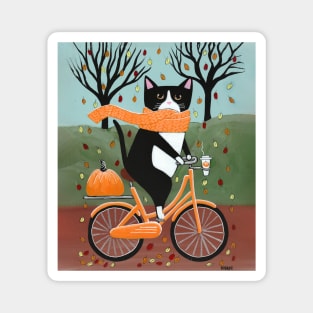 Autumn Tuxedo Bicycle Ride Magnet