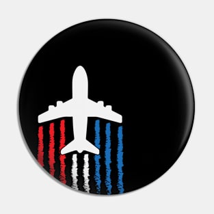 US Flag Airplane Patriotic American Pilot Pin