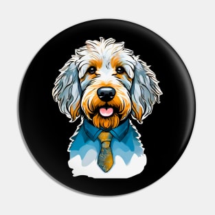 Goldendoodle for Dad in Tie and Shirt Pin