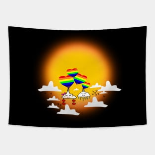 cloud unicorn rainbow love pride sunset Tapestry