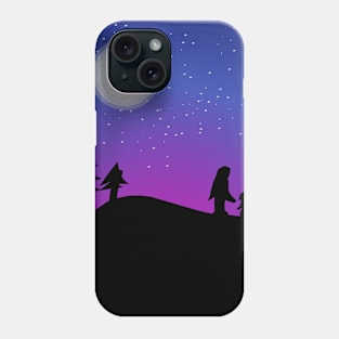 Siluet little girl and mom Phone Case