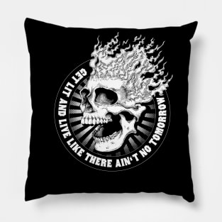 Get Lit Flame Party Skull Pillow