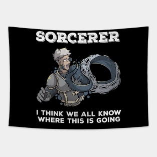 Wizard Mage RPG PnP Roleplaying Dungeon Sorcerer Meme Gift Tapestry