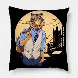 Tiger Face Art Working Class Patriotic Tiger Gift Pillow