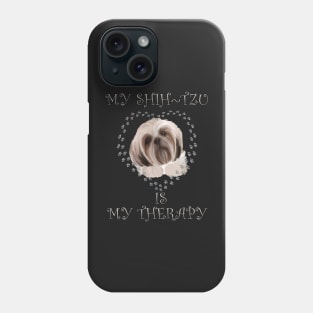 Shih Tzu Dog Lover Gifts Paw Print Heart, MY SHIHTZU IS MY THERAPY Phone Case