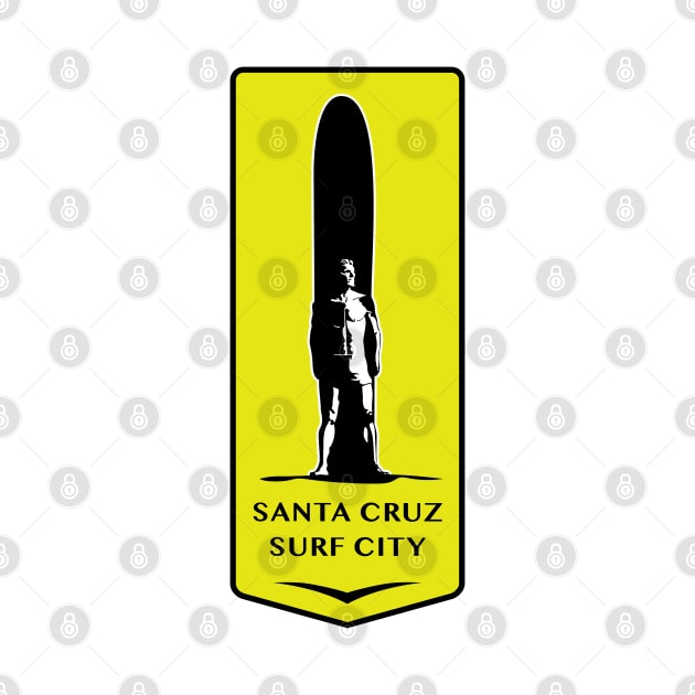 Surf City Santa Cruz California Surfer Statue Bill Lidderdale Sticker by PauHanaDesign