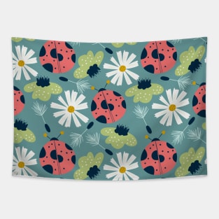 Scandinavian Spring Flowers with Ladybugs Tapestry