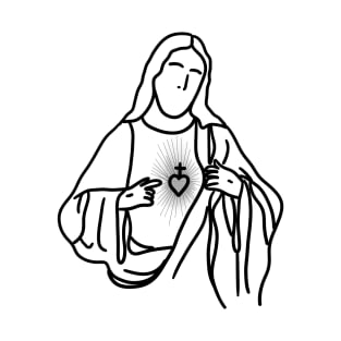 Jesus Christ with His Holy Heart Hand-Drawn Minimalist T-Shirt