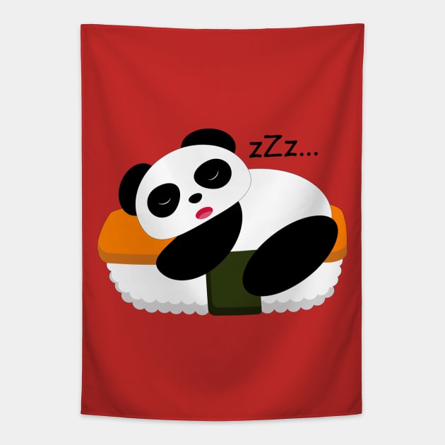 Panda sleeps top of sushi Tapestry by edbellweis