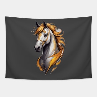 Race Horse Head with a Golden Mane Tapestry