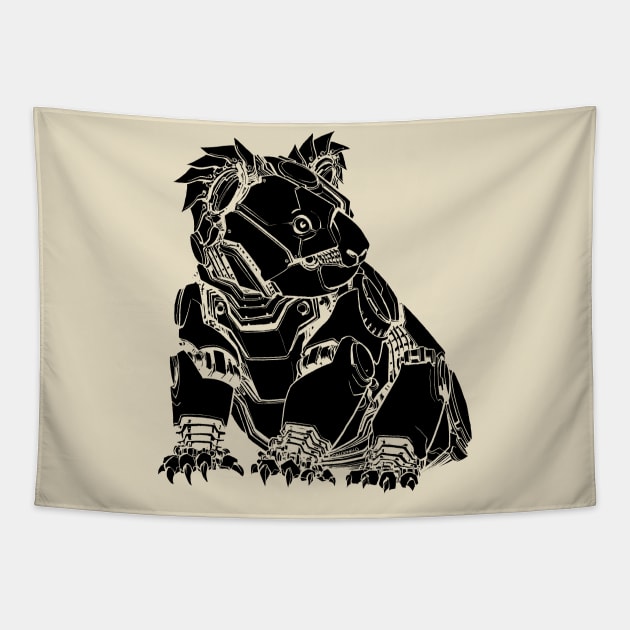 Mech Koala (Black Shape) Tapestry by WhiskeyMech