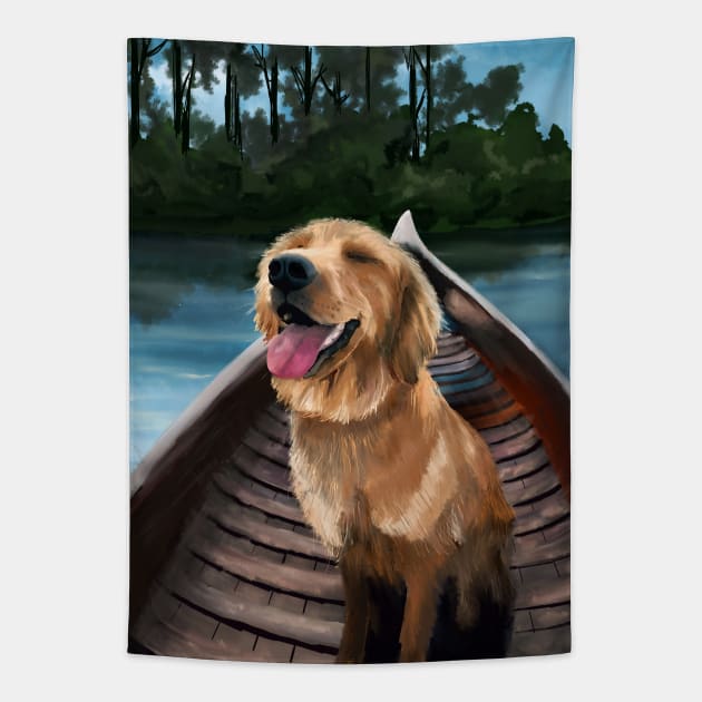 Golden Retriever Livin' the Life` Tapestry by Haptica