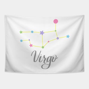 Virgo Zodiac Constellation in Rainbow Pastels Tapestry