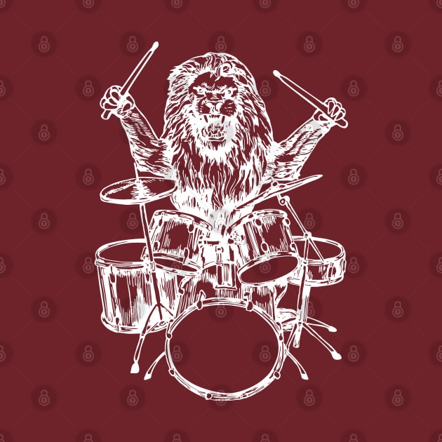 SEEMBO Lion Playing Drums Drummer Musician Drumming Fun Band by SEEMBO