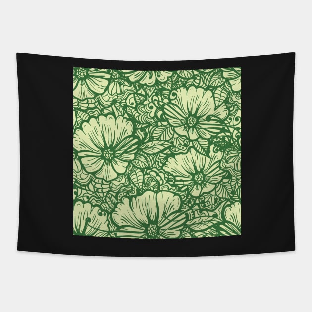 Hand Drawn Flower Seamless Pattern Tapestry by devaleta