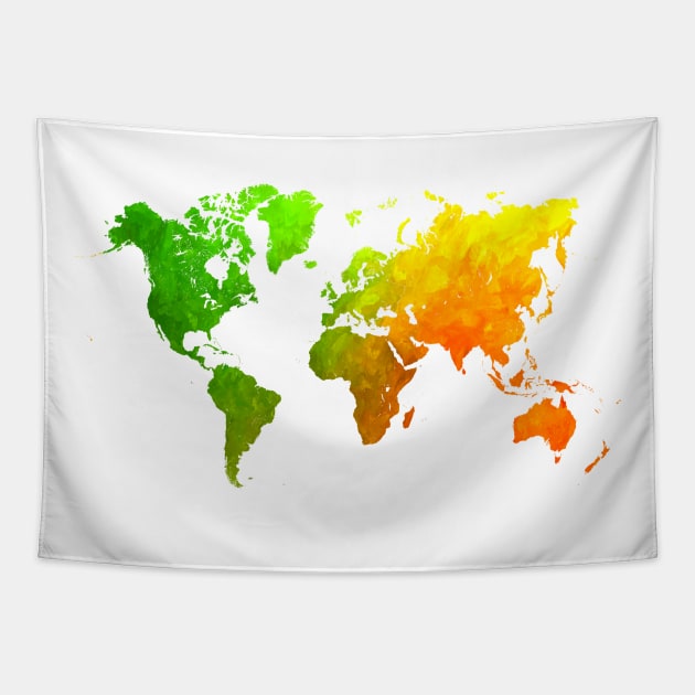 world map green yellow #map #worldmap Tapestry by JBJart