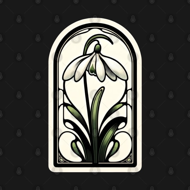 art nouveau snowdrop january Birth Month Flower by OddHouse