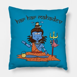 Har Har Mahadev cute illustration Pillow