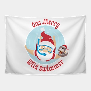 One Merry Wild Swimmer Christmas Tapestry