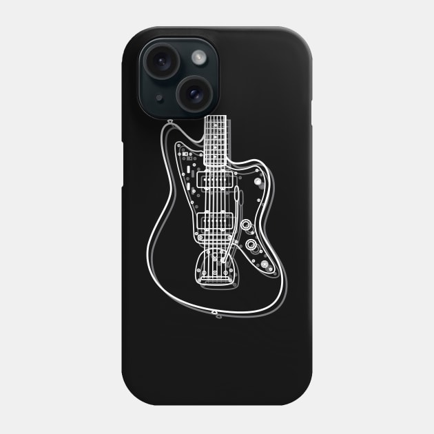 Offset Style Electric Guitar Body Outline Dark Theme Phone Case by nightsworthy