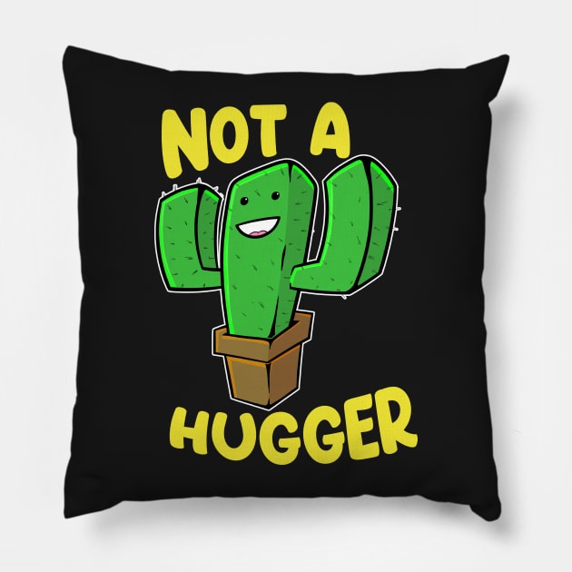 Not a Hugger Cactus - Cute Kawaii Do Not Hug Gift print Pillow by theodoros20