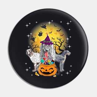 Irish Wolfhound Mummy Witch Dog Moon Halloween Pin