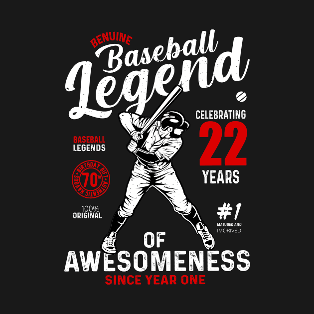 22th Birthday Gift Baseball Legend 70 Years by Nonoushop