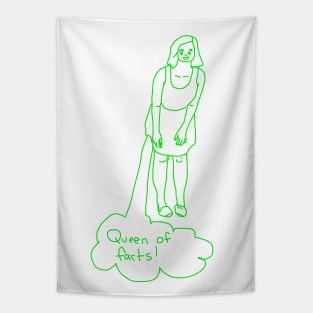 Queen of Farts Green Linework Drawing Tapestry