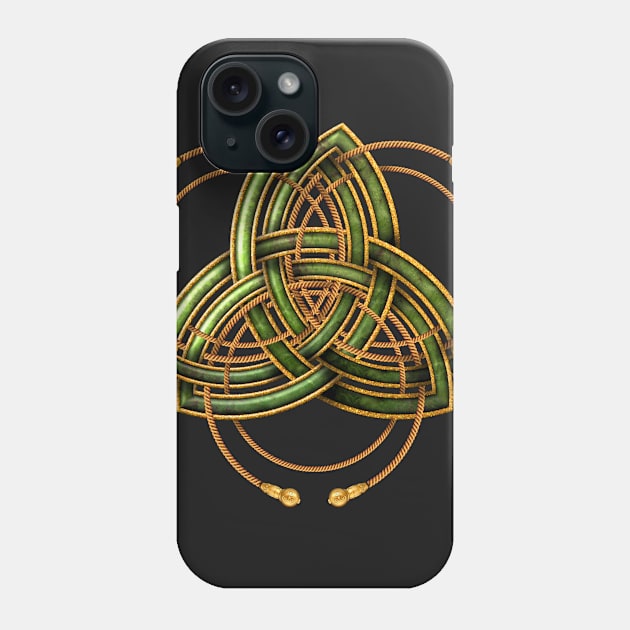 Celtic Triquetra - Green and Gold Rings Phone Case by NaumaddicArts