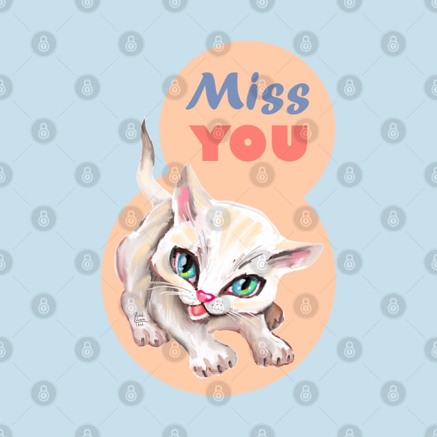 Sweet cute white kitten best friend. Love you cat. by Rukki Zukki Art