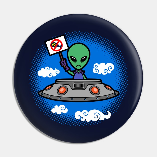 Funny Cute Anti Nuclear War Cute Alien Protest Meme Cartoon Pin by BoggsNicolas