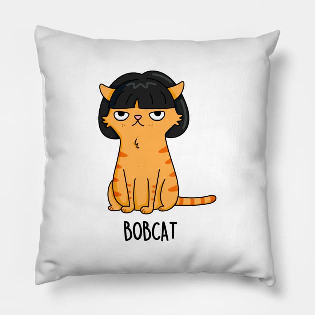 Bobcat Funny Cat Pun Pillow by punnybone