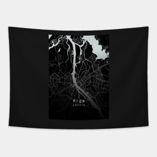 Riga Latvia City Map dark Tapestry