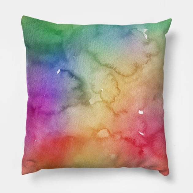 Bright Purple Green Blue Pink Pastel Rainbow Watercolor Ombre Shades Pillow by podartist