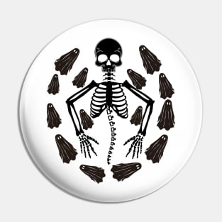 All Hallows Eve Skeleton Pin