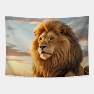 Lion Animal Nature Majestic Wilderness Tapestry