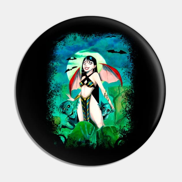 Goth girl with ghouls Pin by CarmoStudio