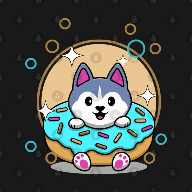 Cute Husky Baby In The Donut Husky Lover Dog Lover by Odetee