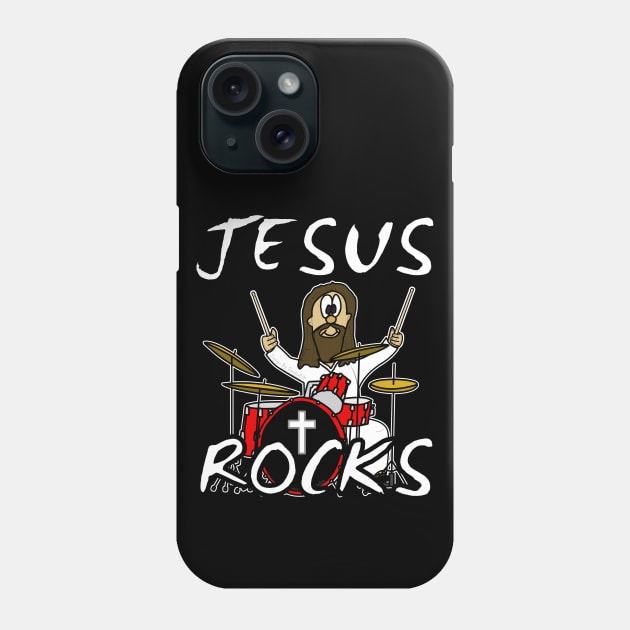 Jesus Rocks Drums Drum Kit Christian Drummer Funny Phone Case by doodlerob