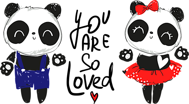 Panda Couple Loved Kids T-Shirt by Mako Design 